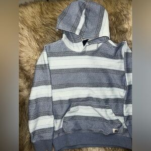 Quiksilver Blue and White Striped Hoodie